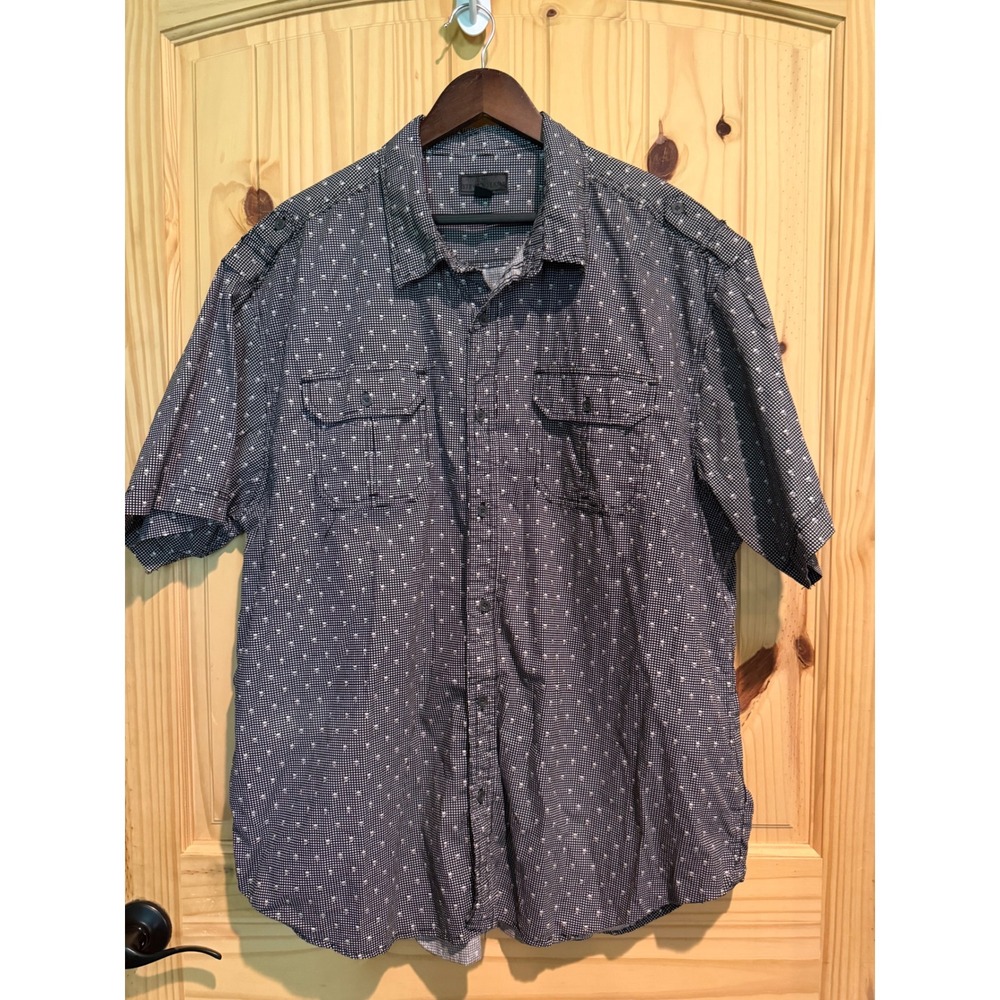 Steve's Jeans Mens 3X Skull Print Button Down Shirt Black White Cotton Epaulets